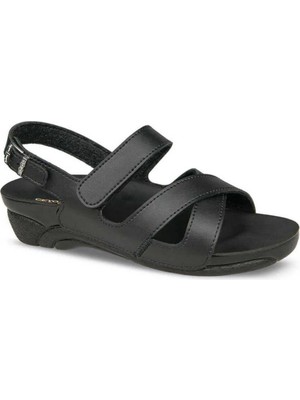 Ceyo Venedık-8ı Siyah Ortopedik Kadın Sandalet