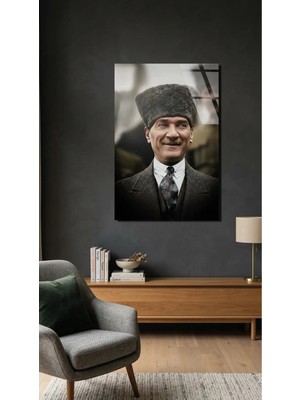 Mustafa Kemal Atatürk Cam Tablo 4mm Temperli, Premium Uv Baskılı Kırılmaz Duvar Tablosu
