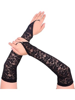 İsingir Shopping Parmak Askılı Zarif Gece Şıklığı Dantel Eldiven 40 cm