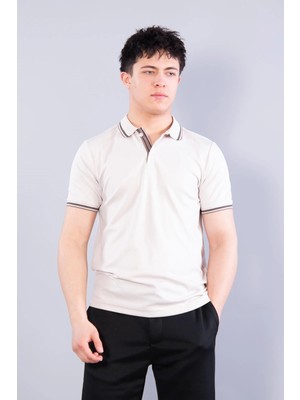 Mckanzie 4623 Yakalı Çizgili Modal Kumaş T-shirt