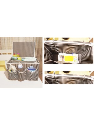 İsingir Shopping Tutturma Aparatlı Bebek Beşik Başucu Düzenleyici Kapaklı 5 Bölmeli Organizer