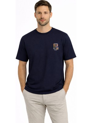 Cazador 44935 Lacivert Erkek Bisiklet Yaka Tshirt