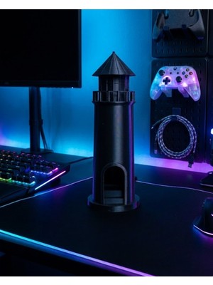 Esplendor Deniz Temalı 3D Siyah Deniz Feneri Dekoratif Hediyelik Obje