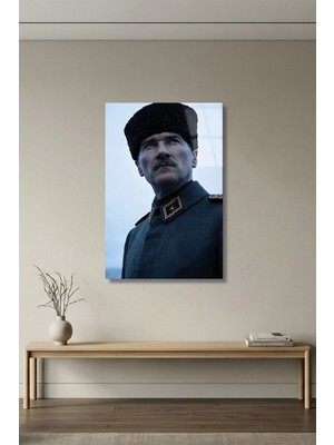 Kemal Atatürk Premium Kırılmaz Cam Tablo, Ev ve Ofis Uv Baskılı 4mm Cam Tablo