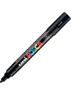 Uni-Ball Markör Boyama Posca Su Bazlı Poster Kalemi 1.8-2.5 Mm Siyah Pc-5M (6 Lı Paket)
