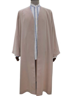 Akıncı Tekstil Petek Kumaş Buhara - Açık Kahverengi Puntolu Yaka Cübbe