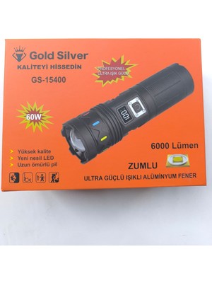 Birlik Gold Silver GS-15400 60 Watt 6000 Lümen Ultra Güçlü El Feneri