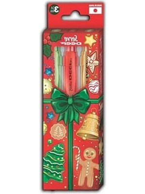 Ulu Pazarlama Yılbaşı Temalı Mekanik Kurşun Kalem Seti - 3 Adet Metalik Renk