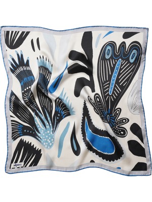 Silqoora %100 Ipek Bandana Fular Art Collection (55X55 Cm)-Azure Dreams