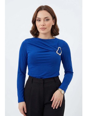 Lale Butik Aksesuar Detaylı Bluz 20757 Saks