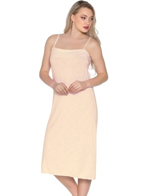 Evena Pamuklu Flamlı Ip Askılı Uzun Kombinezon Elbise Içi Astar