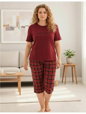 Mihra Kadın Milan Büyük Beden Bisiklet Yaka Kısa Kol Kapri  Pijama Takımı 50503B - 1 Adet