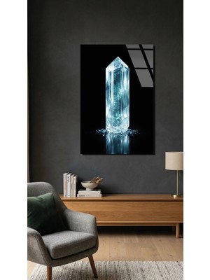Buz Mavisi Akuamarin Kristali Cam Tablo 4mm Temperli Cam Tablo, Premium Uv Baskılı Kırılmaz Duvar