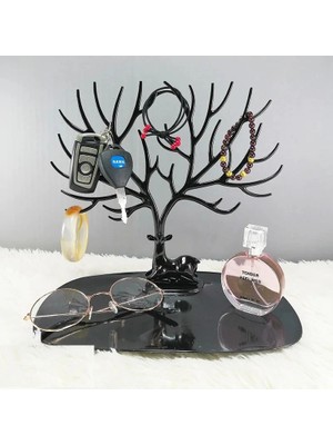 İsingir Shopping Siyah Geyik Mücevher Organizeri - Geyik Şeklinde Yüzük Küpe Kolye Düzenleyici