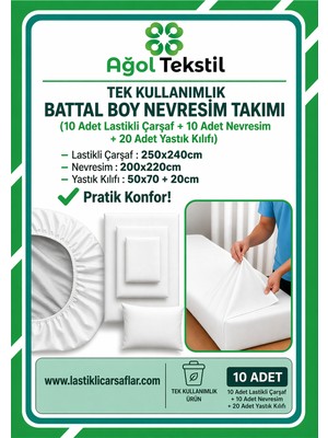 Ağol Tekstil Battal Boy Tek Kullanımlık Nevresim Takımı – 10’lu Set
