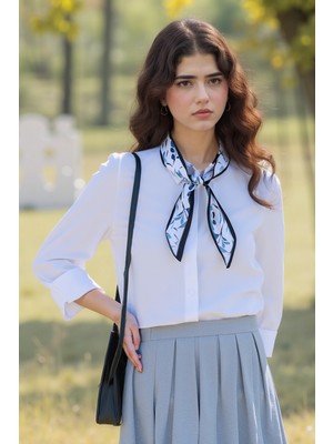 Walkenzo Zeytin Dalı Desenli Çok Amaçlı Kadın Bandana | Saç, El ve Çanta Aksesuarı