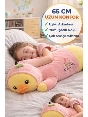 Toyfest 65 cm Uzun Peluş Ördek Yastık Uyku Arkadaşı Yumuşak Oyuncak Çocuk Hamile Destek Pembe Sarı