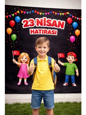 Rabadon 23 Nisan Hatıra Branda Okul Kutlama Afiş 150 cm x 200 cm Canlı Renkler