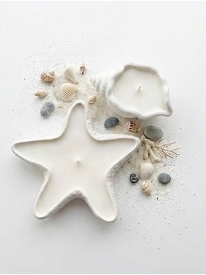 Zisayt Yapımı Soya Wax Deniz Yıldızı & Istiridye  Kokulu Beton Mum Seti (2’li)