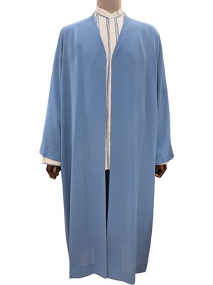 Akıncı Tekstil Petek Kumaş Buhara - Mavi Puntolu Yaka Cübbe