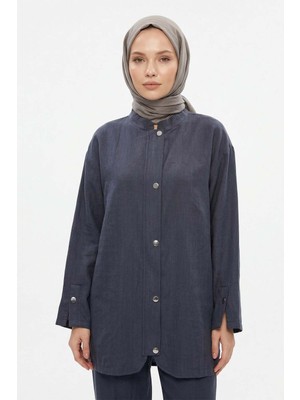 Lale Butik Önü Fermuar ve Çıtçıt Detay Kap Ceket 4445 Lacivert