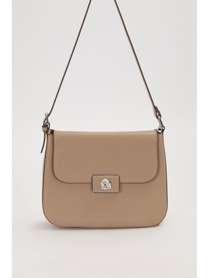 Lale Butik Levidor Premium Charm Detay Çift Askılı Iki Şekilde Kullanılabilir Yumuşak Deri Çanta 930613 Vizon