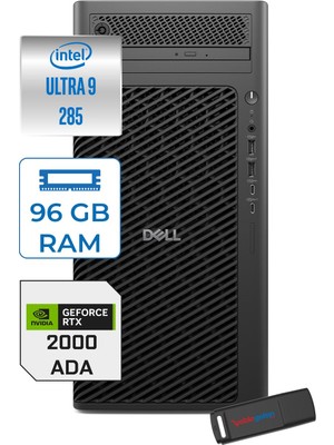 Dell Pro Max Tower T2 Intel Core Ultra 9 285 5.6 Ghz 96GB Ddr5 512GB SSD Windows 11 Pro Nvidia Rtx A2000 Ada 16GB Gddr7 Iş Istasyonu FCT22502852000P25 + Zetta Flash Bellek