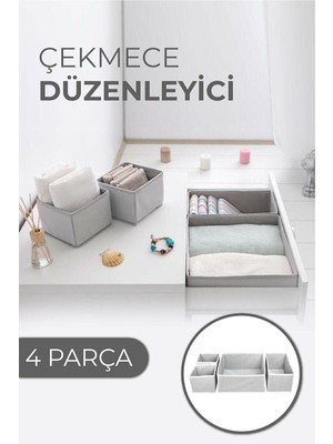 Practika Çekmece Düzenleme Kutu Seti 4'lü Organizer Polyester 29X29 cm Kullanım Için