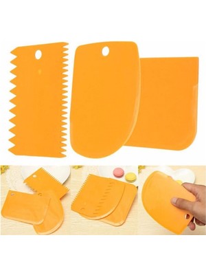 Practika Hamur Şekillendirici Pasta Dekorasyon Seti 3 Parça Renkli Spatula Kazıyıcı