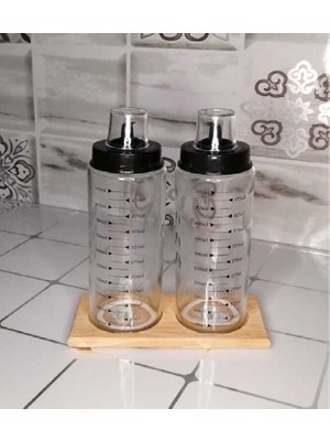 Practika Ahşap Yağdanlık Altlığı 2 Bölmeli Mutfak Standı 18X8 cm Yağlık Düzenleyici