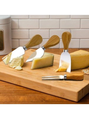 Practika Peynir Bıçağı Seti Ahşap Saplı 4'lü 12-15 cm Kahvaltı Kullanımı Için