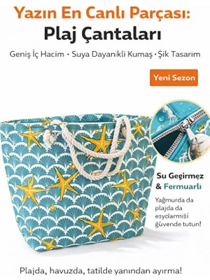 Suyuti Fermuarlı Içi Astarlı Büyük Boy Plaj Çantası 67024