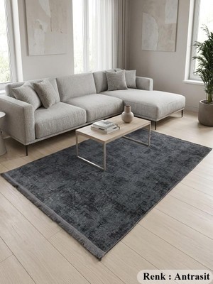 NarStore Home Kaymaz Tabanlı Saçaklı Yıkanabilir Leke Tutmaz Kesme Kabartmalı Salon Koridor Mutfak Halısı