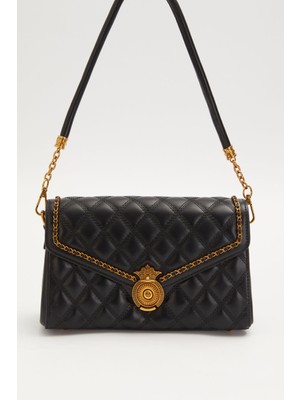 Lale Butik Levidor Premium Çift Bölmeli Çift Askılı Sert Deri Çanta 930663 Siyah