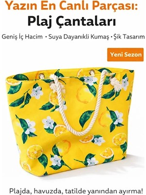 Suyuti Fermuarlı Içi Astarlı Portakal Desen Büyük Boy Plaj Çantası 67023