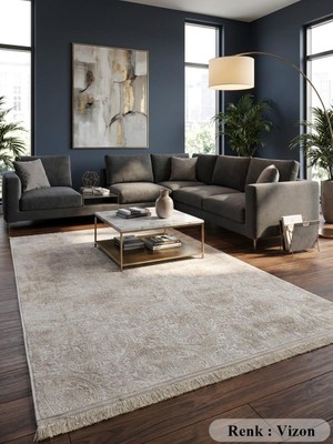 NarStore Home Kaymaz Tabanlı Saçaklı Yıkanabilir Leke Tutmaz Kesme Kabartmalı Salon Koridor Mutfak Halısı