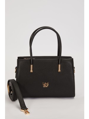 Lale Butik Levidor Premium Ince Askı Sert Deri Çanta 930257 Siyah