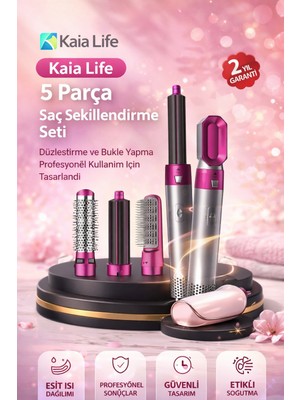 Kaia Life 5 Parça Saç Şekillendirme Seti Düzleştirme ve Bukle Yapma Profesyonel Kullanım İçin Tasarlandı