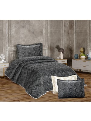 Goldroom Home Goldroom Hoem Kayra Kadife Nakışlı Tek Kişilik Yatak Örtüsü