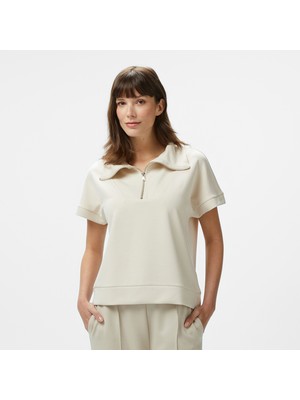 Nautica Kadın Krem Regular Fit Dik Yaka Sweatshirt 55K605T.1MA