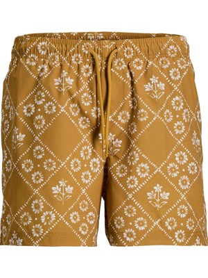 Jack & Jones Jpstmauı Shell Desenli Erkek Deniz Şortu Regular Fit Rahat