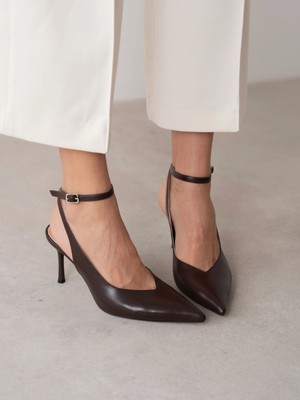 Ece'nin Butiği Balvina Kahve Hakiki Deri Kadın Topuklu Ayakkabı