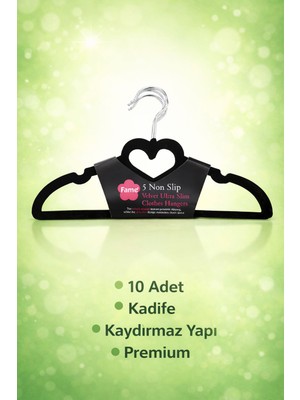 Lucky Clover Premium Kadife Askı Seti (10 Adet) – Zarif Düzen, Kusursuz Koruma
