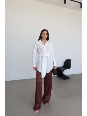 Özge Özgenç Jakarlı Saten Pantolon
