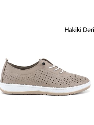 Gönderi(r) Kadın Vizon  Bağcıklı Hakiki Deri Comfort Ayakkabı
