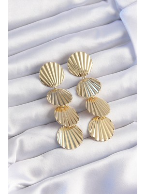 Lims Store Pirinç Gold Renk Deniz Kabuğu Model Sallantılı Küpe