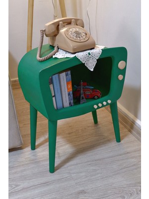 HunCar Aga Ahşap Dekoratif Retro Tv Sehpa Mint Green ( Köşe Sehpa )