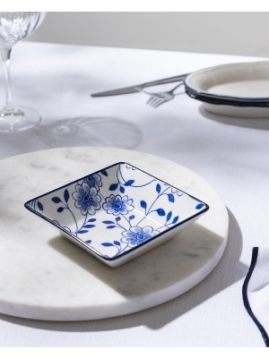 Madame Coco Reve Bleu Seren Kare Tabak - 12 cm - Mavi/beyaz