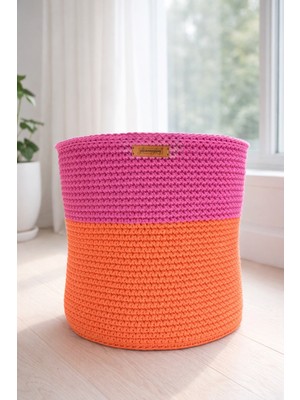 Pembe -Turuncu Saksı Sepet