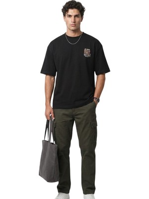 Cazador 44935 Siyah Erkek Bisiklet Yaka Tshirt